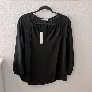 Three Eighty Two Aspen Peasant Black Blouse